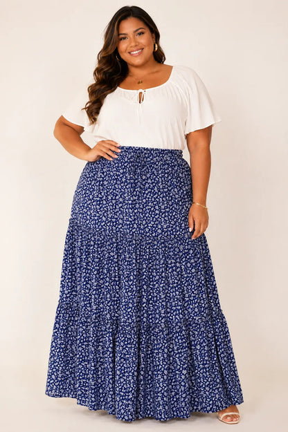 Saia Longa Com Babado Estica Bastante Veste 44 - 52 Elegante