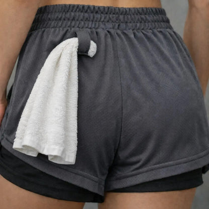 Conjunto 2 Shorts Feminino Compressão Corrida Bolso Oculto