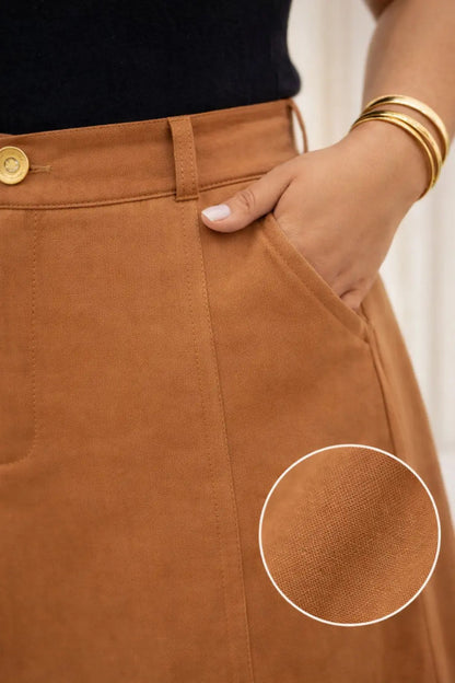 Saia Alfaiataria Plus Size Rodada Evasê Cós Alto Evangélica