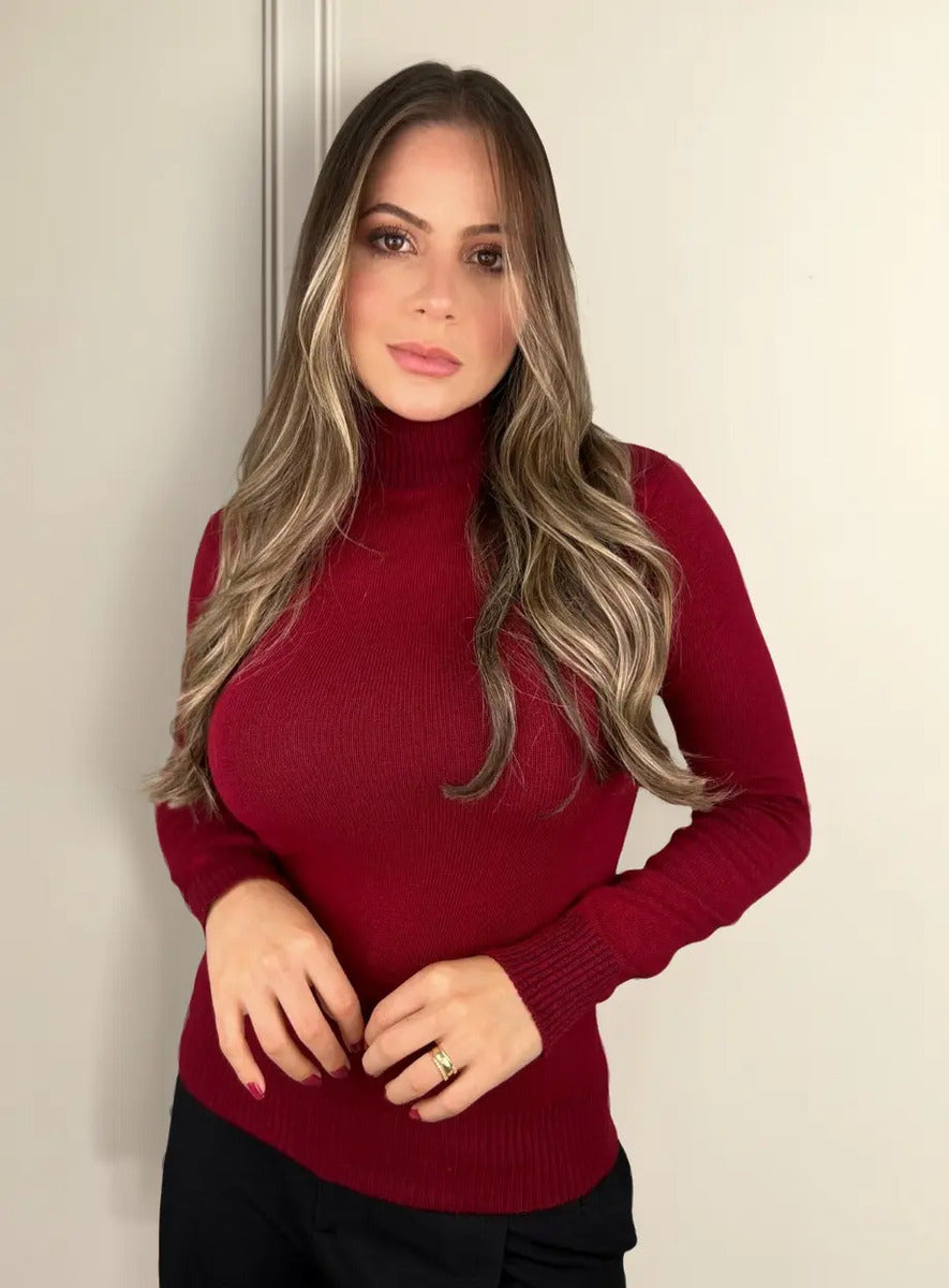Blusa Cacharrel Feminina Lã Trico Tricot Gola Alta Atacado