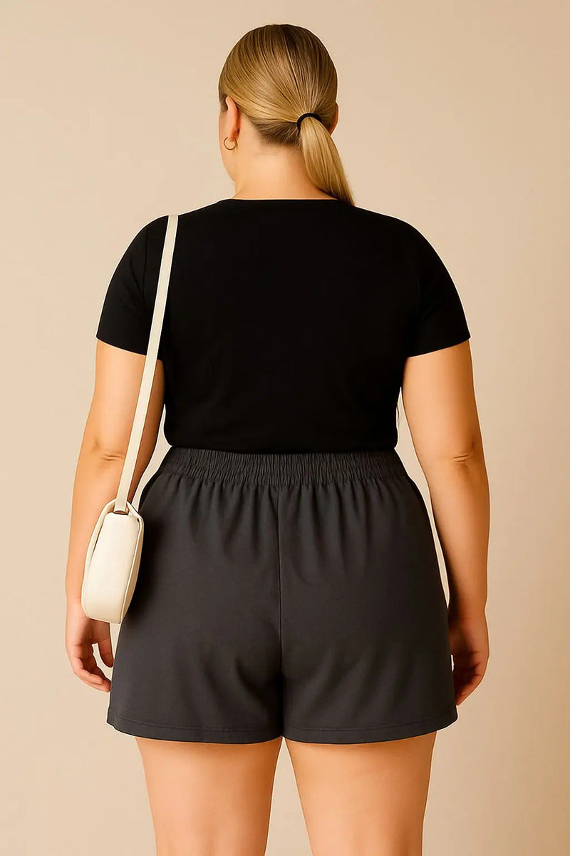 Shorts Plus Size Leve Feminino Cintura Alta
