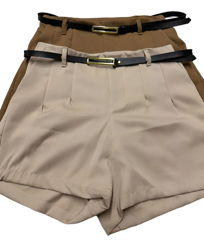 Kit 2 Shorts Feminino Alfaiataria Cinto Bolsos Tendência