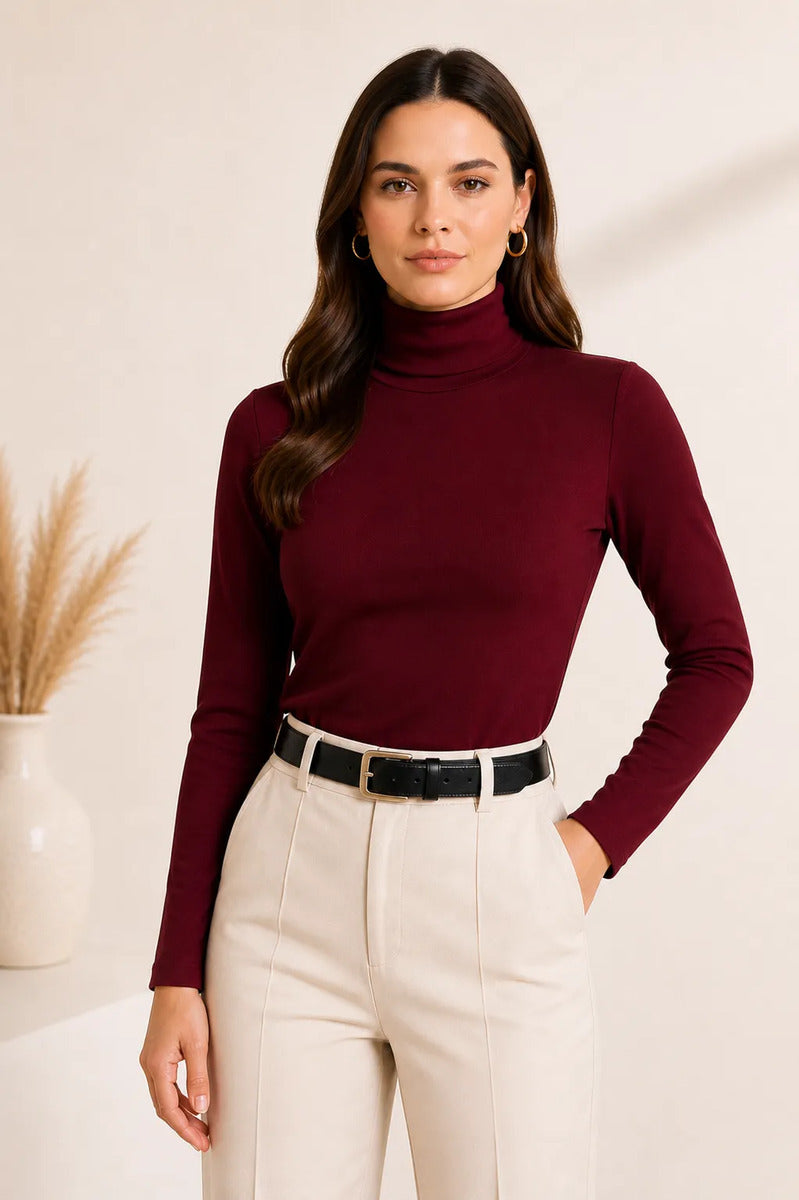 Blusa Cacharrel Feminina Inverno Gola Alta Viscolaycra Cores