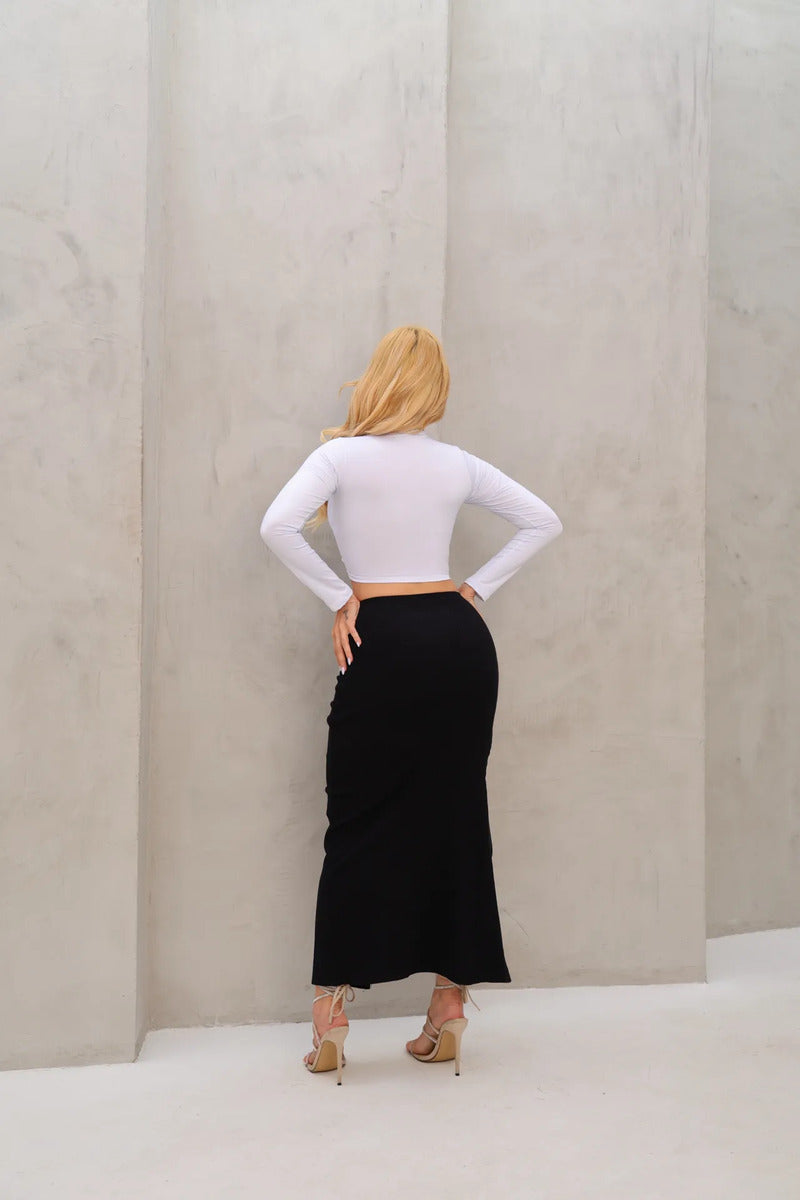 Blusa Cropped Top Manga Longa Suplex Forrado Collant Croped