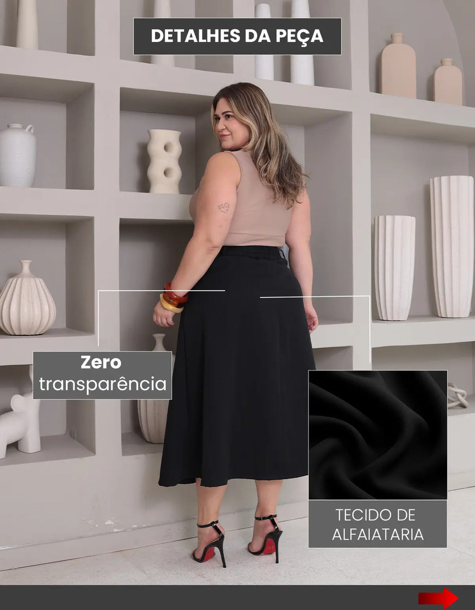 Saia Alfaiataria Feminina Plus Size Midi Evangélica Casual