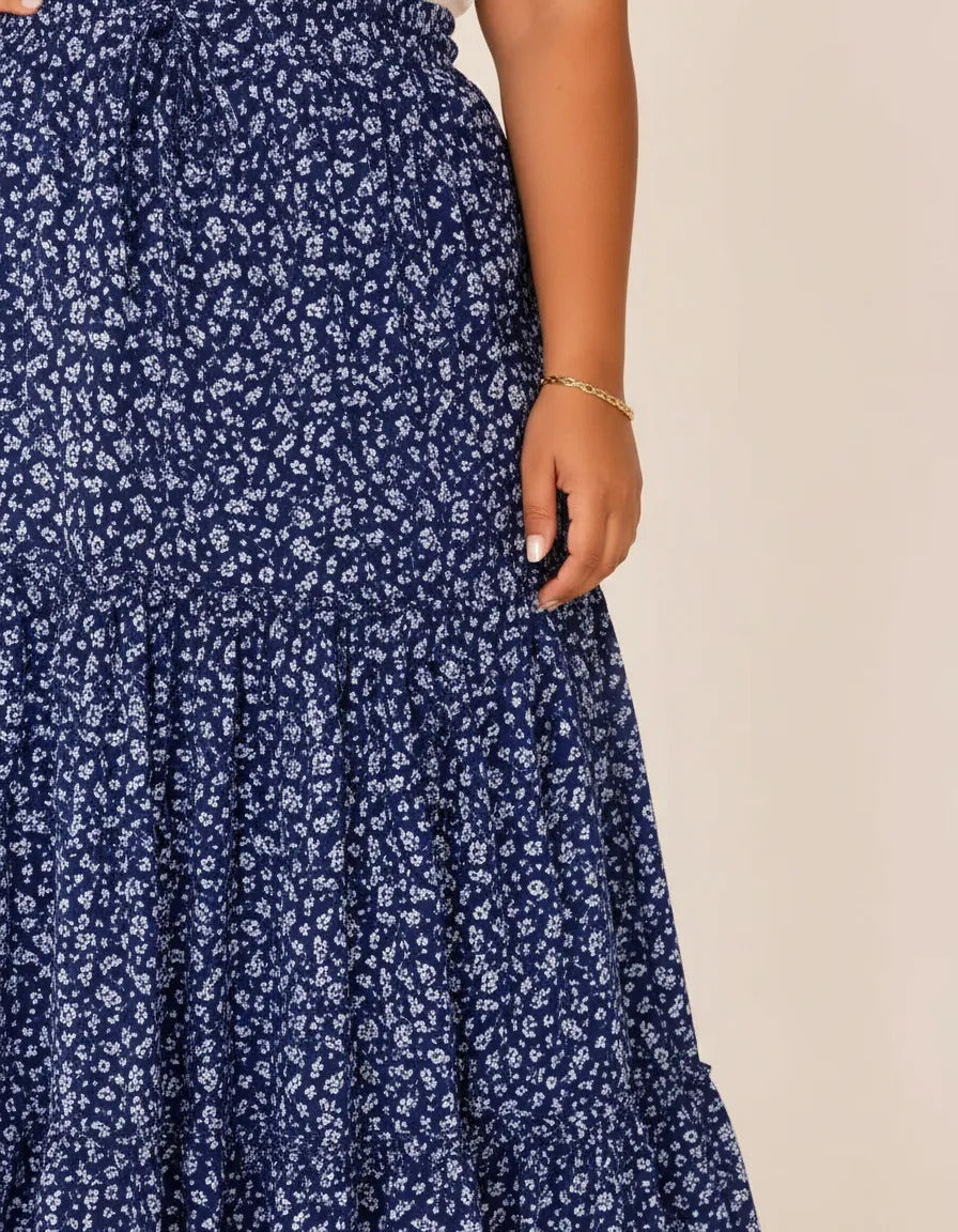 Saia Longa Com Babado Estica Bastante Veste 44 - 52 Elegante