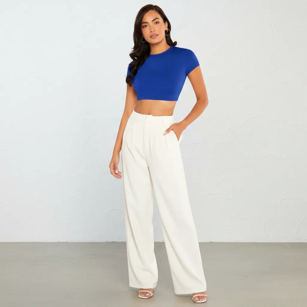 Top Cropped Feminino Básico Blusinha Academia Manga Curta