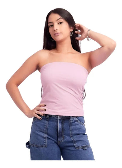 Top Tube Poliamida Forrada Tomara Que Caia Cropped Moda