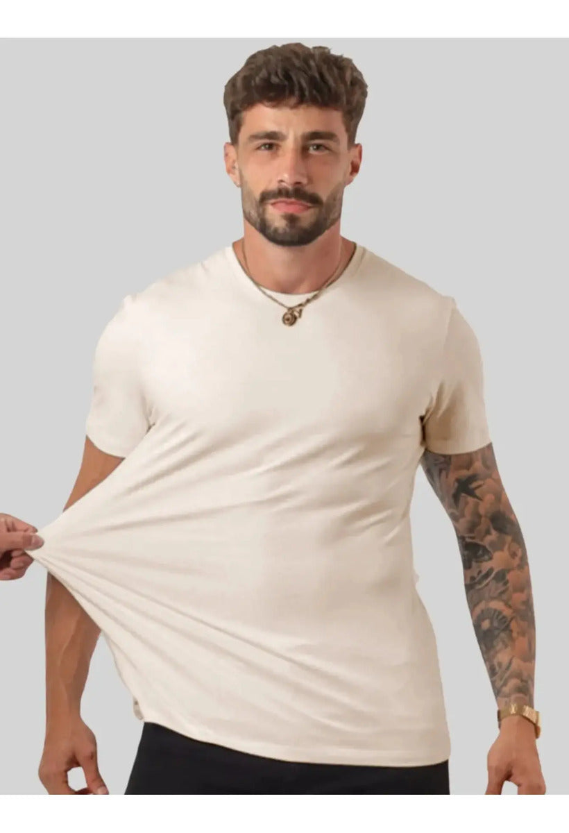 Camiseta Basica Masculina Algodão Lisa Malha Peruana Premium