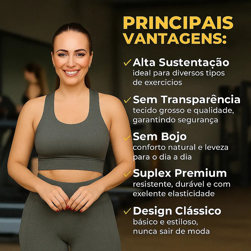 Kit 5 Top Feminino Plus Size Academia Fitness Treino Suplex