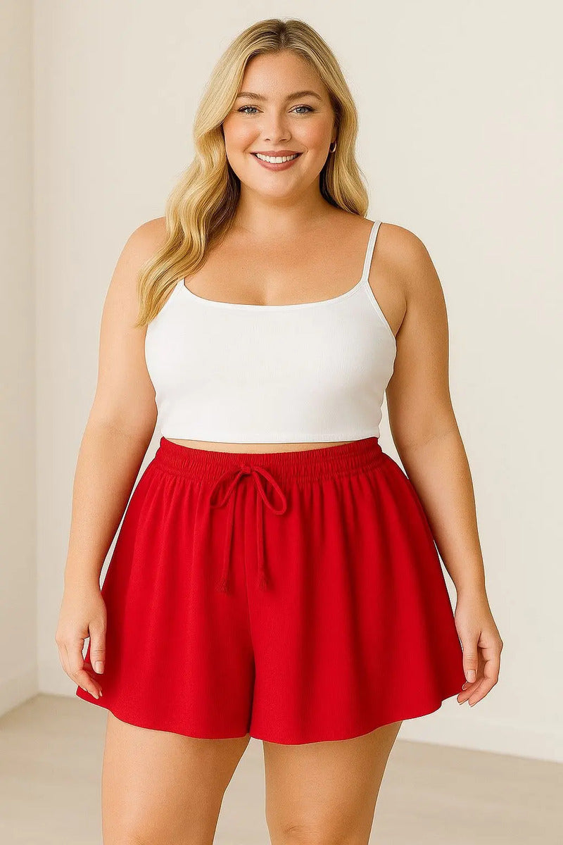 Short Plus Size Feminino Soltinho Com Cintura Alta Leve