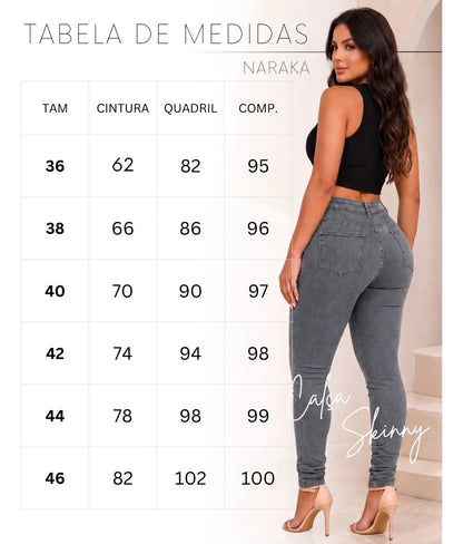 Calça Jeans Feminina Skinny Cintura Alta Levanta Bumbum