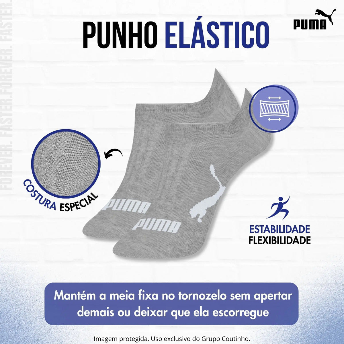 Kit 9 Pares Meias Invisível Puma Sapatilha Soquete Original