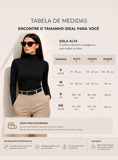 Blusa Térmica Feminina Gola Alta Zanca Peluciada Manga Longa
