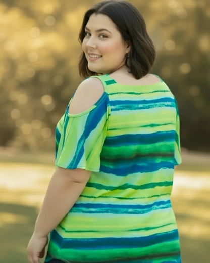 Blusa Cigana De Seda Estampada Alça Dupla Plus Size