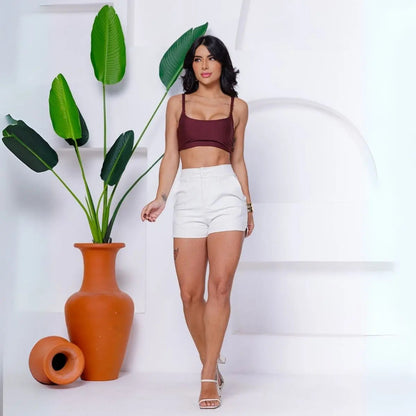 Top Cropped Feminino Alcinha Justo Liganet Fitness Academia