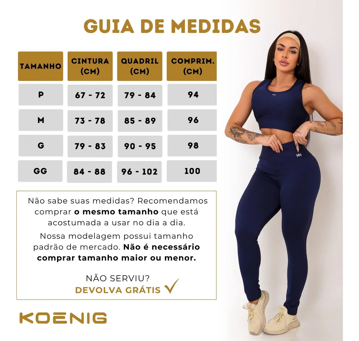 Calça Legging Fitness Zero Transparência Cintura Alta Koenig
