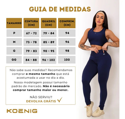 Calça Legging Fitness Zero Transparência Cintura Alta Koenig