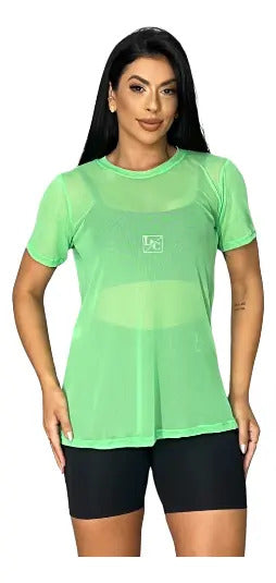 Blusa Tule Camiseta Feminina Academia Fitness