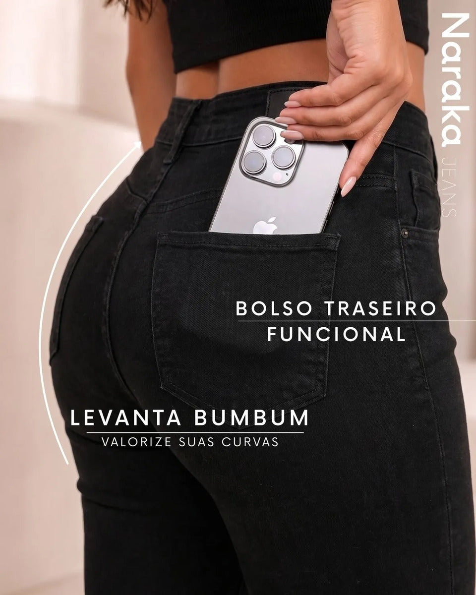Calça Jeans Feminina Skinny Cintura Alta Levanta Bumbum