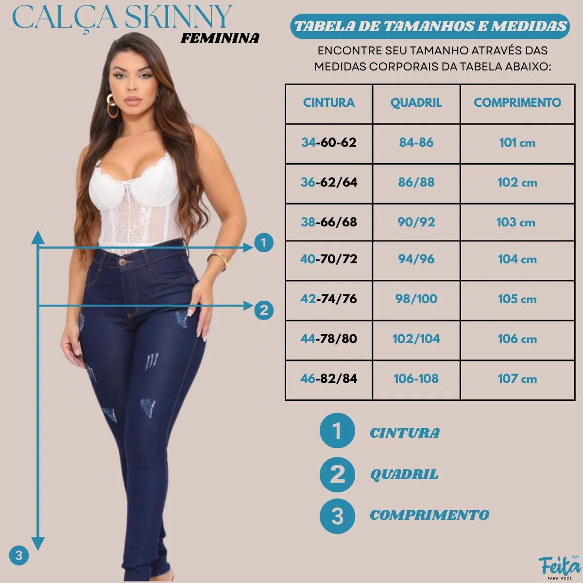 Calça Preta Jeans Feminina Com Elastano Cintura Alta Skinny