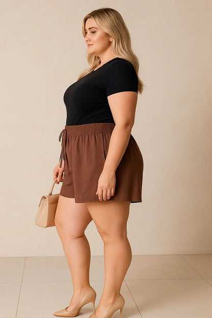 Short Plus Size Feminino Soltinho Com Cintura Alta Leve