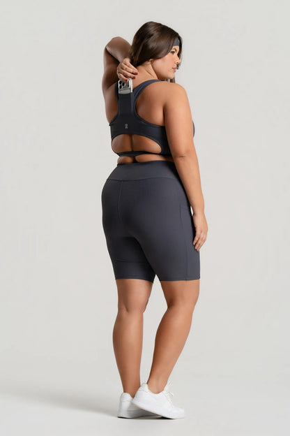 Top Feminino Academia Bolso Nadador Corrida Fitness Esporte
