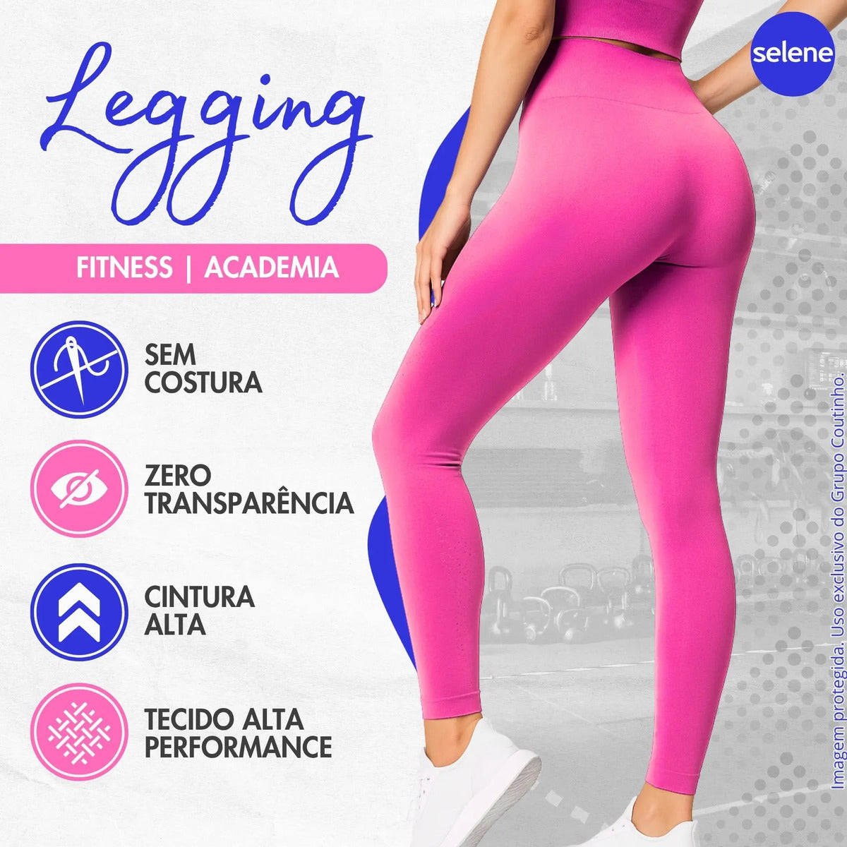 Calça Legging Zero Transparência Fitness Cintura Alta Selene