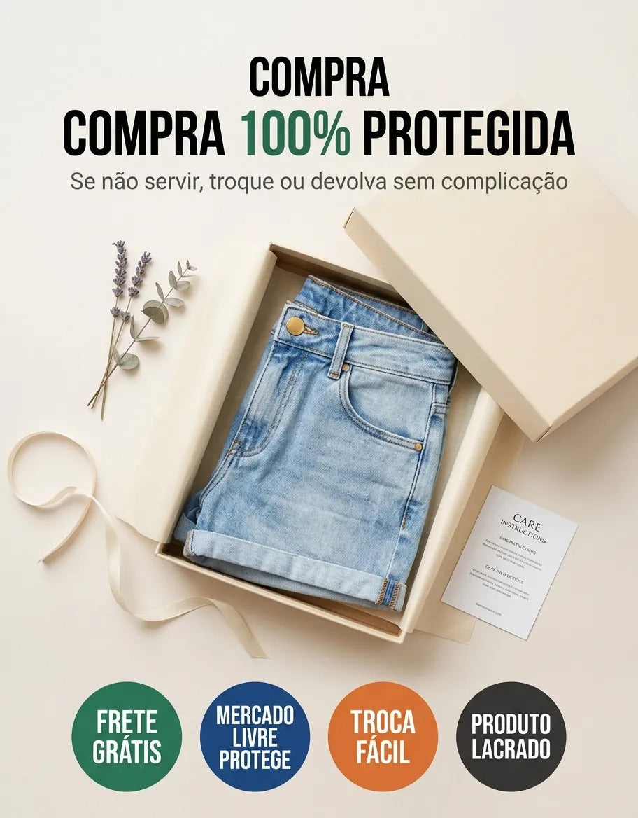 Short Jeans Feminino Cintura Alta C/ Lycra Hot Pant Stillger