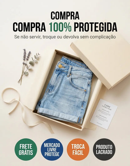 Short Jeans Feminino Cintura Alta C/ Lycra Hot Pant Stillger