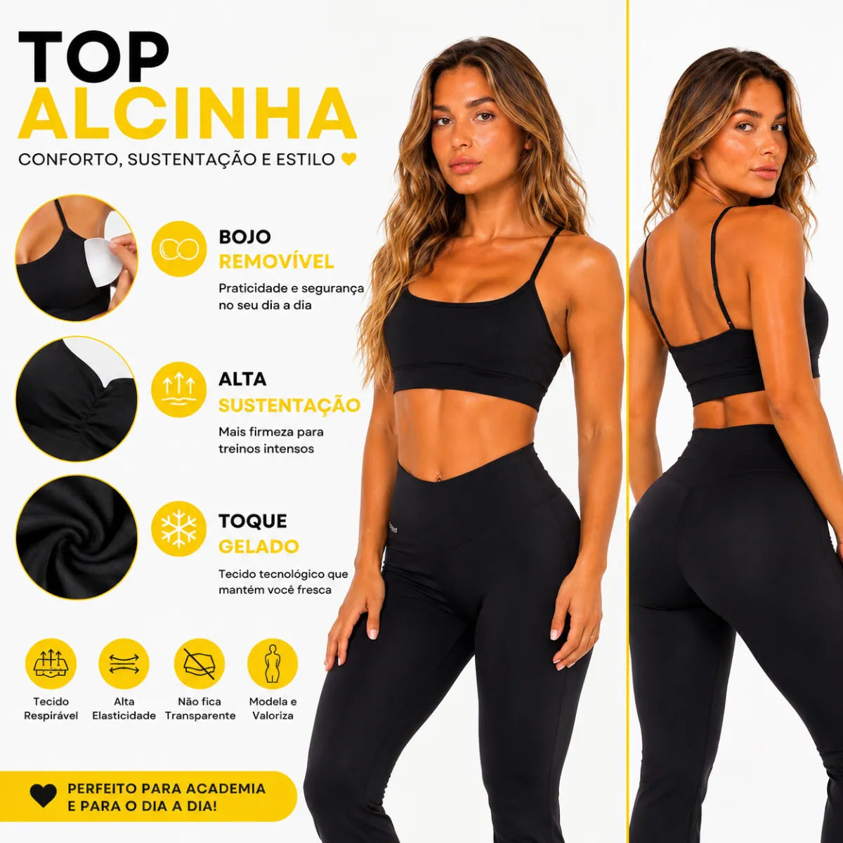 Top Academia Feminino Com Bojo Removível Suplex Alça Fina