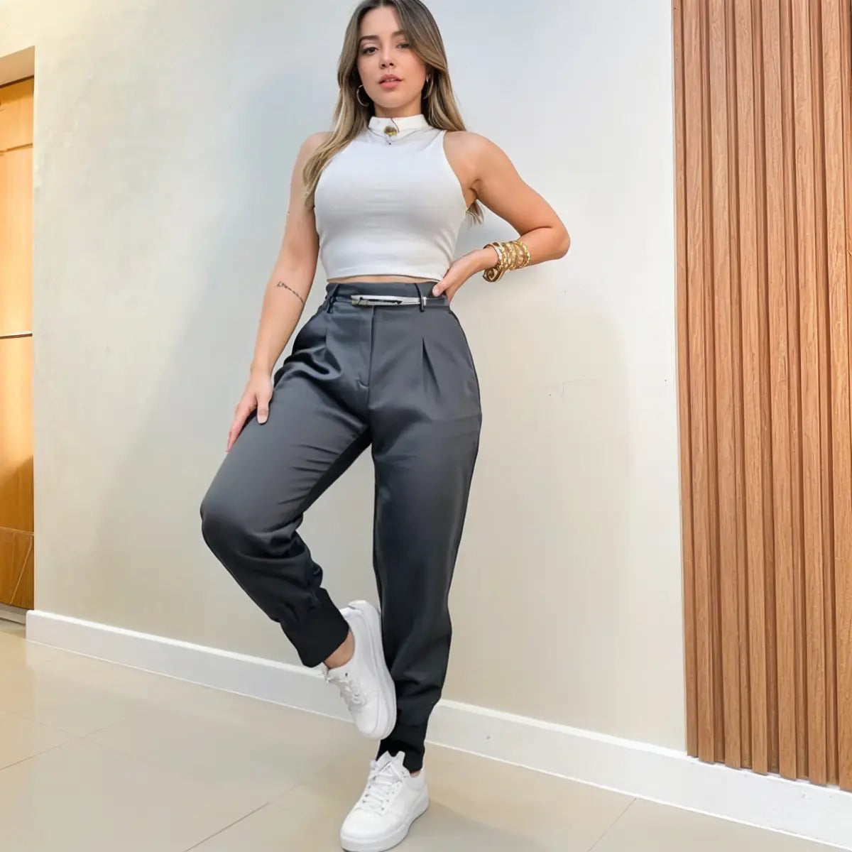 Calça Cenoura Sport Chic Premium Conforto Sofisticada Social