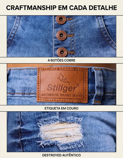 Short Jeans Feminino Cintura Alta C/ Lycra Hot Pant Stillger