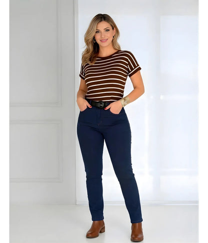 Blusa Manga Japonesa Listrada Contemporanea Casual Elegante
