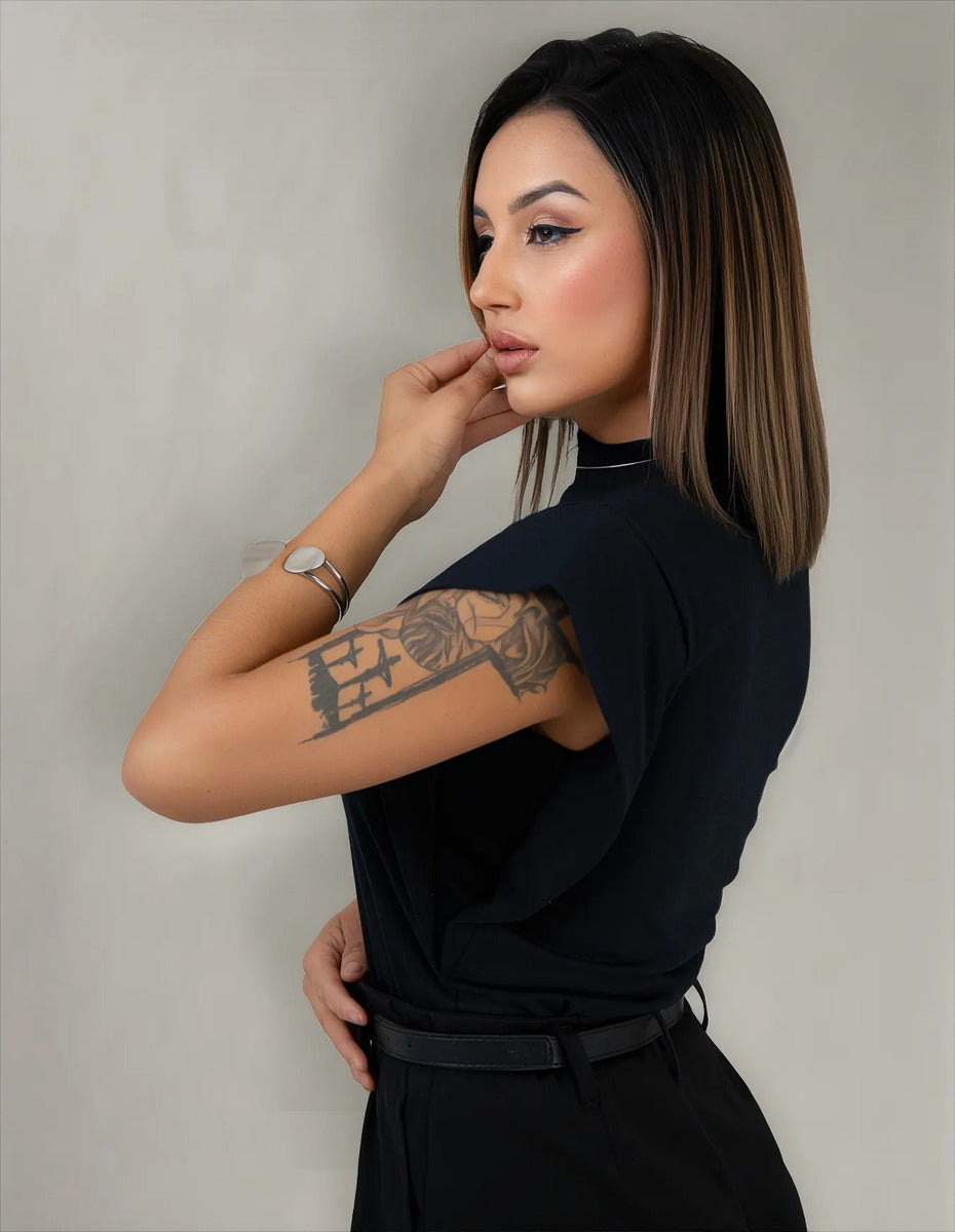Blusa Feminina Social Manga Morcego Muscle Tee Luxo