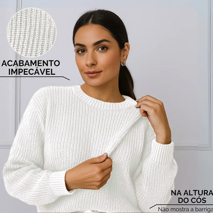 Suéter Blusa Manga Longa Max Cropped Frio Pullover Lã Trico