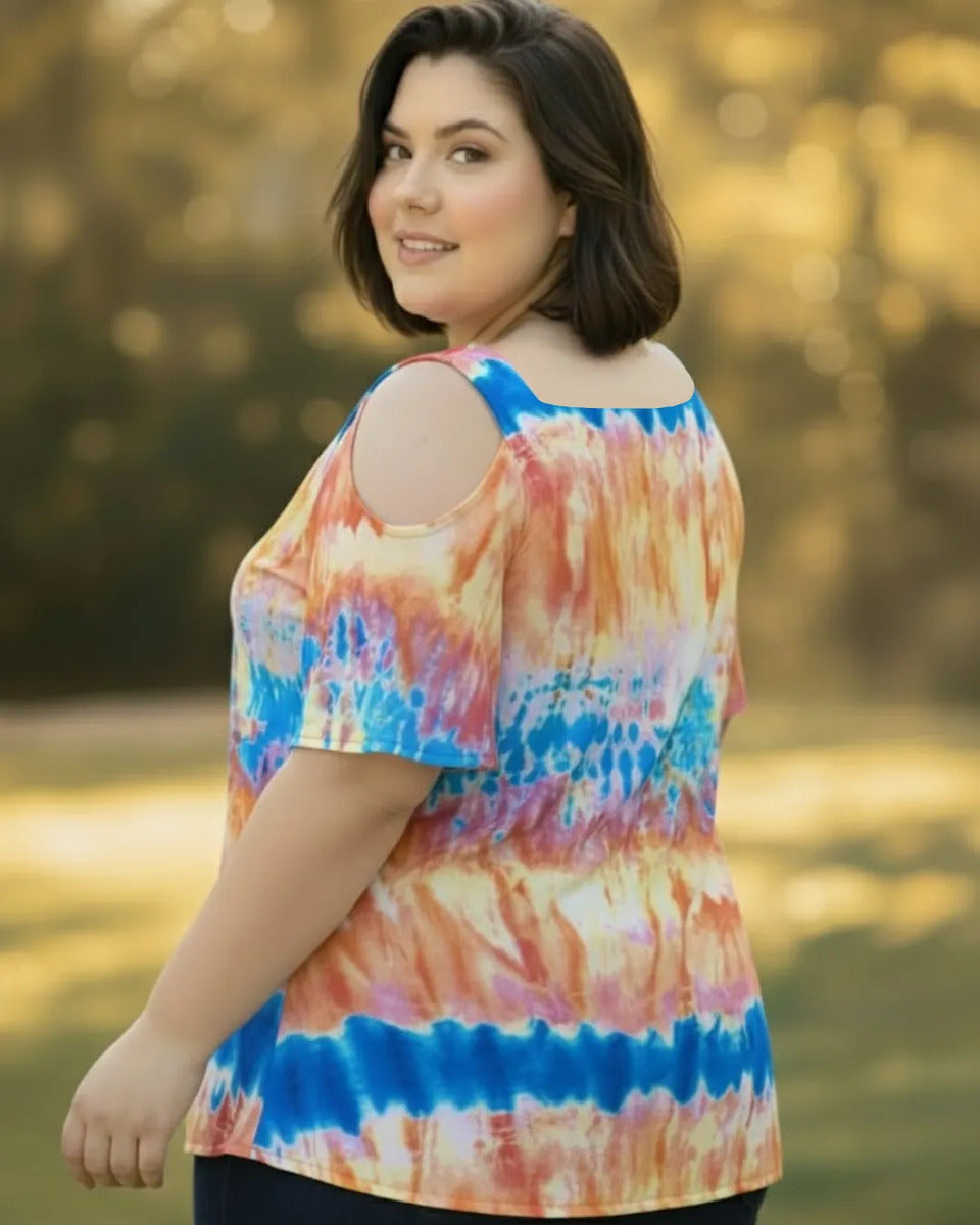 Blusa Cigana De Seda Estampada Alça Dupla Plus Size