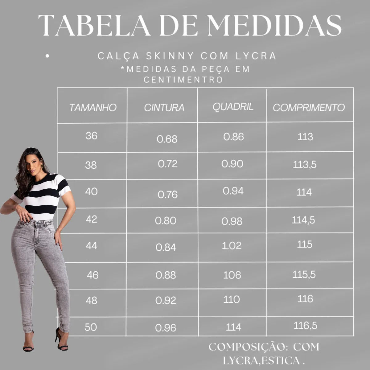 Calça Skinny Jeans Feminina Cintura Alta Marmorizada Lycra