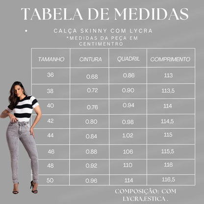 Calça Skinny Jeans Feminina Cintura Alta Marmorizada Lycra