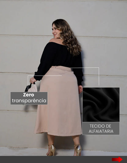 Saia Alfaiataria Feminina Plus Size Midi Evangélica Casual