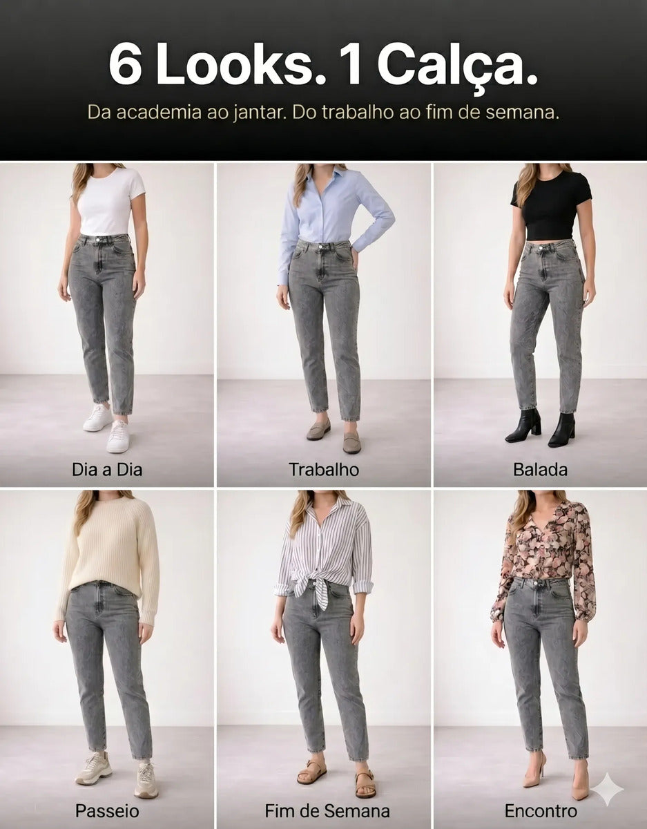 Calça Jeans Mom Stillger Feminina Cintura Alta Cor Clara