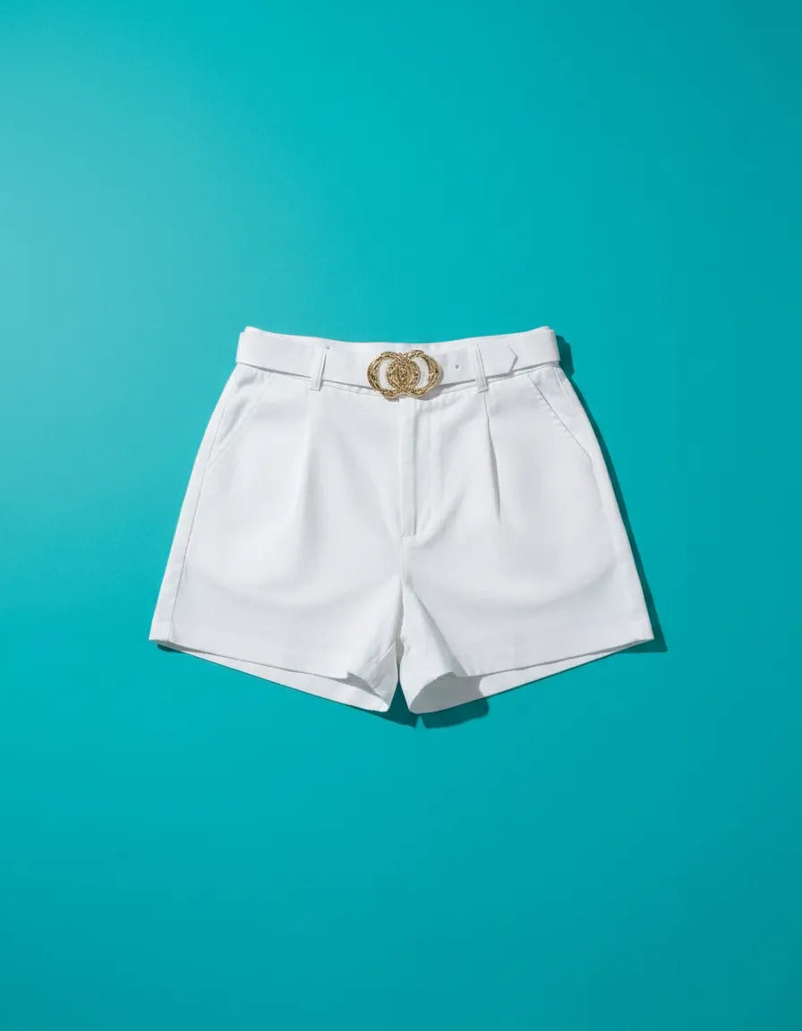 Short Feminino Social Com Cinto Alfaiataria Trabalho