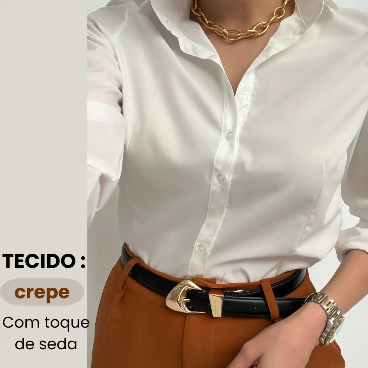 Camisa De Botão Sofisticada Feminina Alta Qualidade Sale 40%