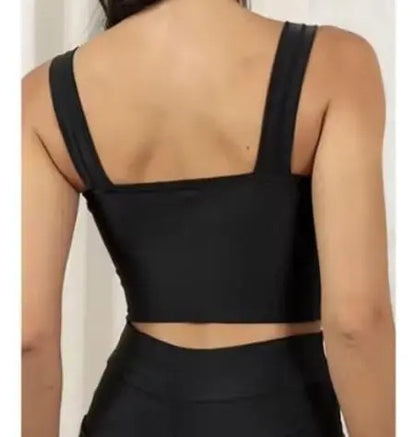 Cropped Feminino Regata Alça Larga Decote Quadrado