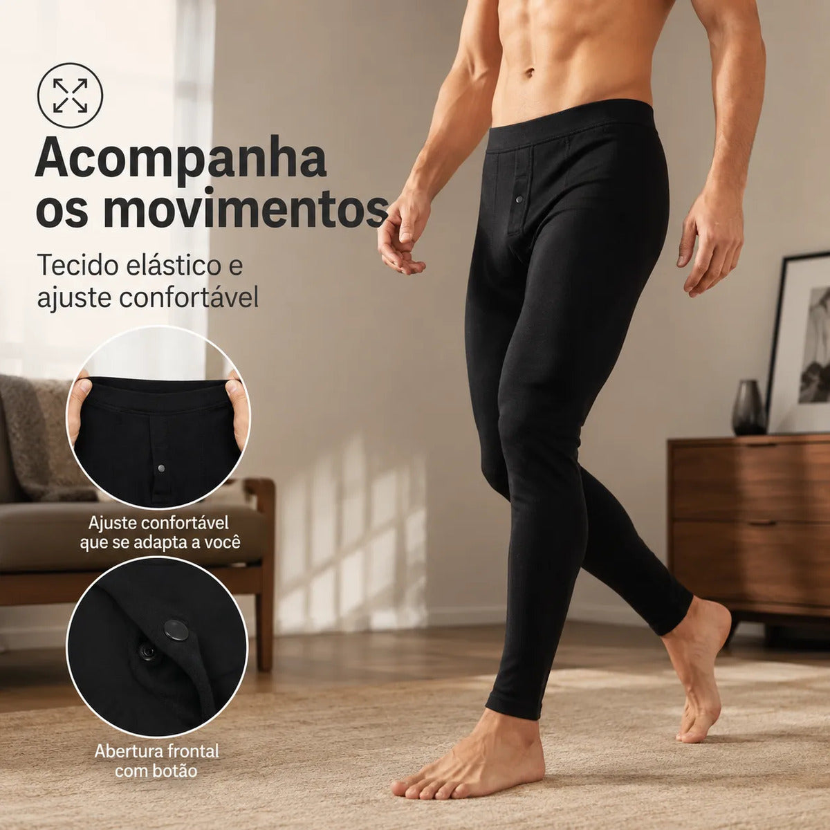 Calça Térmica Flanelada Segunda Pele Inverno Masculino Frio