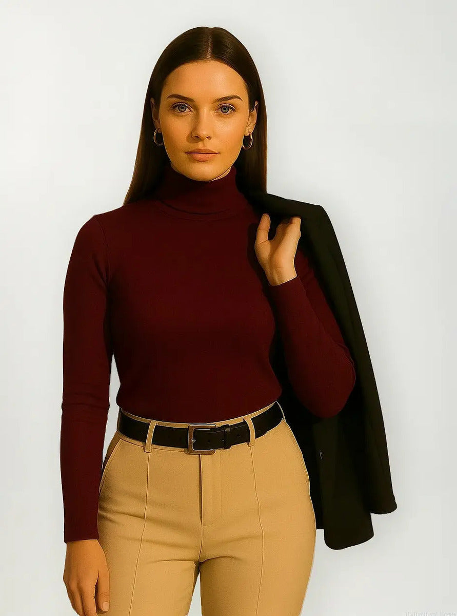 Blusa Cacharrel Feminina Inverno Gola Alta Viscolaycra Cores