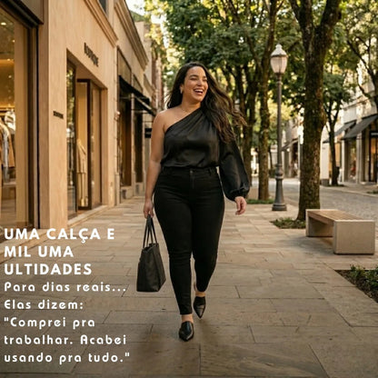 Calça Jeans Plus Size Cintura Alta Elastano Lycra Modeladora