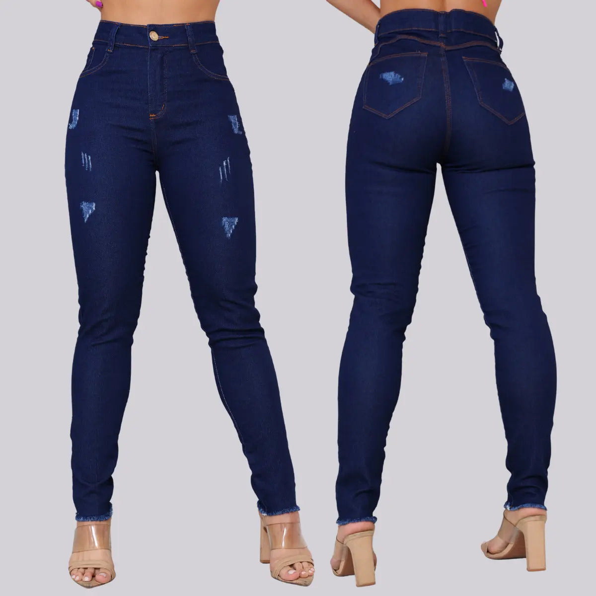 Calça Jeans Feminina Preta Cintura Alta Com Lycra Modeladora