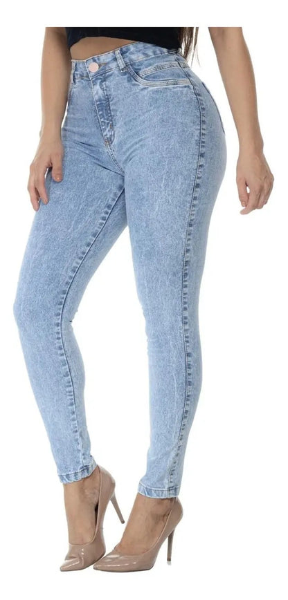 Calça Jeans Feminina Skinny Cintura Alta Levanta Bumbum
