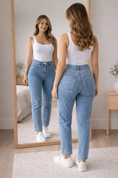Calça Jeans Mom Stillger Feminina Cintura Alta Cor Clara